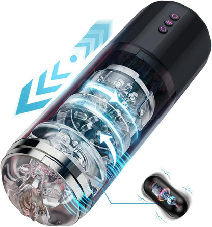 3 IN 1 Automatic Masturbator Stroker with 10 Vibration & 5 Thrusting Rotating Modes