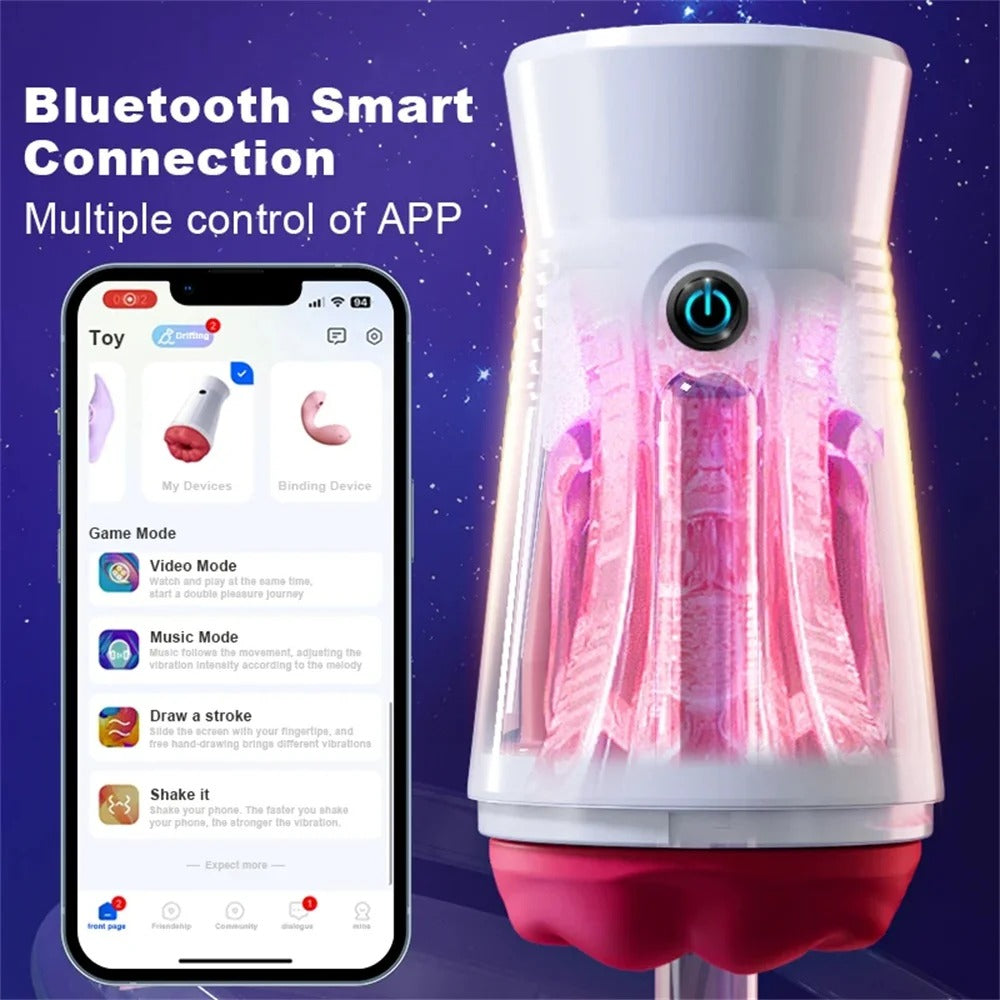 App-controlled Realistic Masturbator Blowjob Machine with 9 Vibration Modes