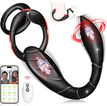 3 in1 Cock Ring Prostate Massager Anal Vibrator with 9 Modes