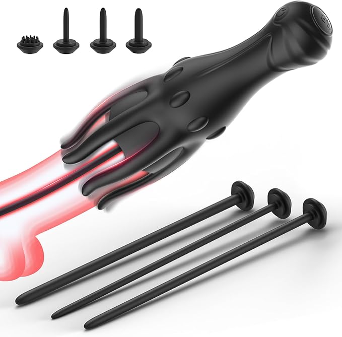 Penis Vibrator Stimulator Urethral Sounds Set Msturbator with 10 Vibrations