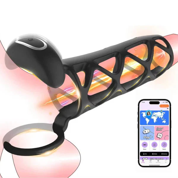 Penis Ring Cock Sleeve Extender With 10 Powerful Vibrating Modes
