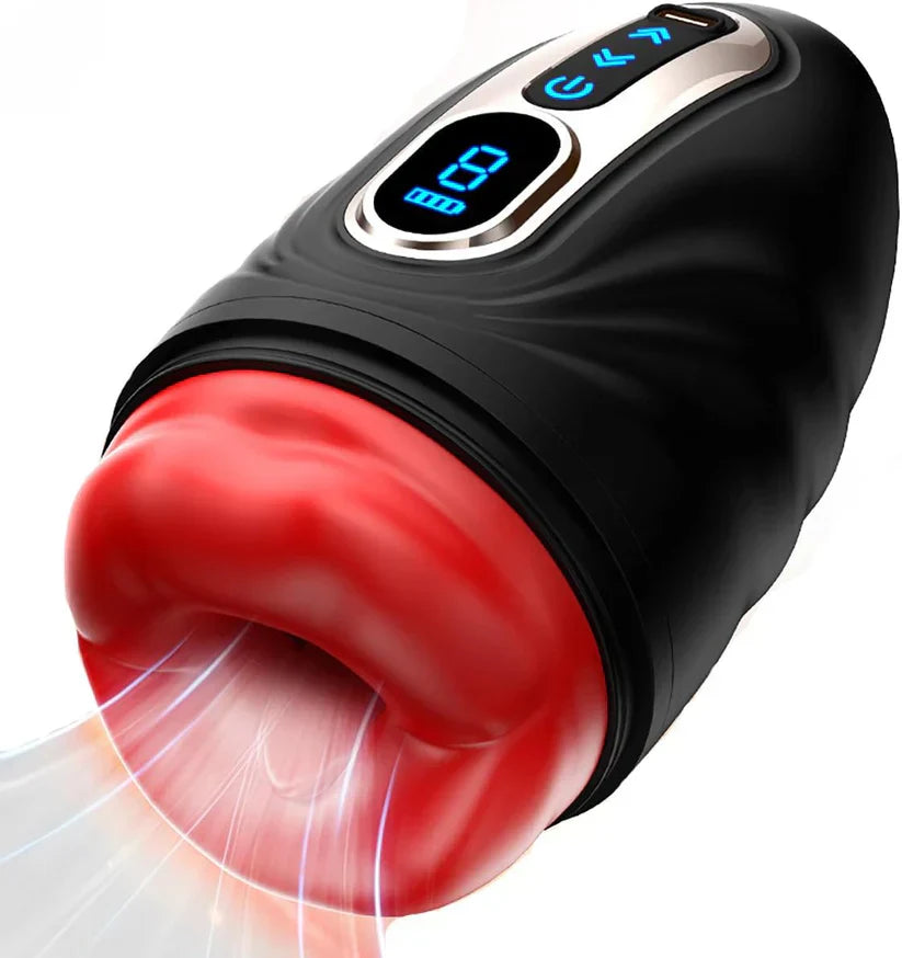 2 IN 1 Mouth-Wrapped Penis Trainer Vibrator Masturbator with 9 Vibrations & Heating