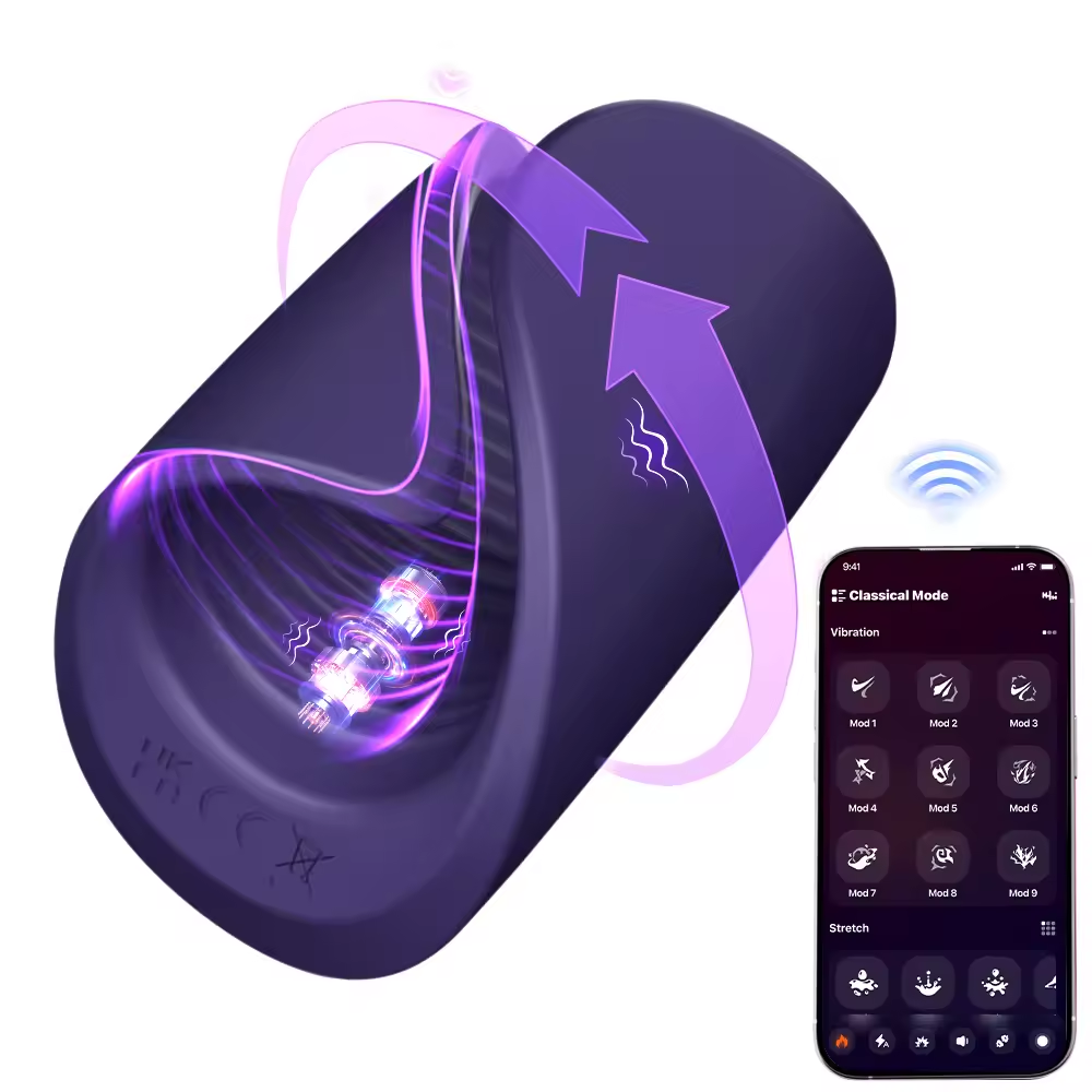 Bluetooth Penis Delay Trainer Cock Ring Glans Massager with 10 Vibrations