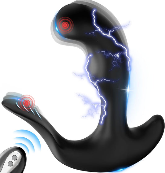 3 IN 1 Prostate Massager Butt Plug Anal Vibrator with 5 Electric Shock & 10 Vibrating Modes