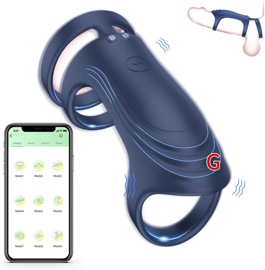 APP Control 3 Rings Cock Ring  with 9 Vibration Modes