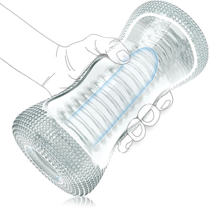 5.7” Portable Clear Stroker Deep Throat Blowjob Pocket Pussy Masturbator