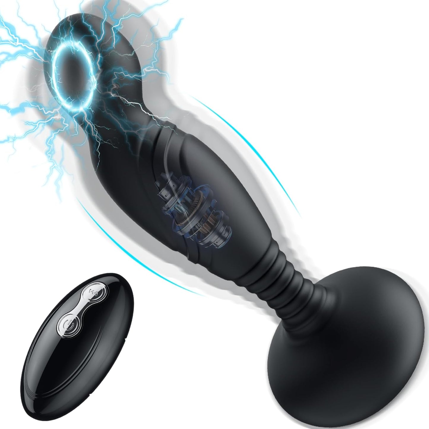 Electric Shock Anal Butt Plug Vibrator with 3 Electric Shock & 10 Wriggling Rotating Vibrating Modes