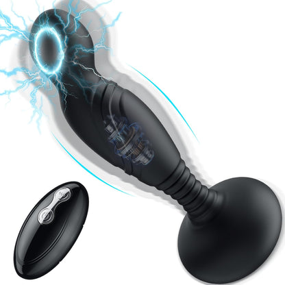 Electric Shock Anal Butt Plug Vibrator with 3 Electric Shock & 10 Wriggling Rotating Vibrating Modes