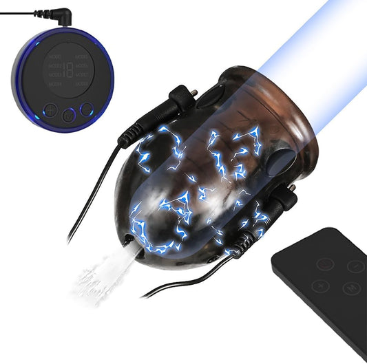 E-stim Glans Sleeve Penis Trainer Set with 8 Electric Shock Modes