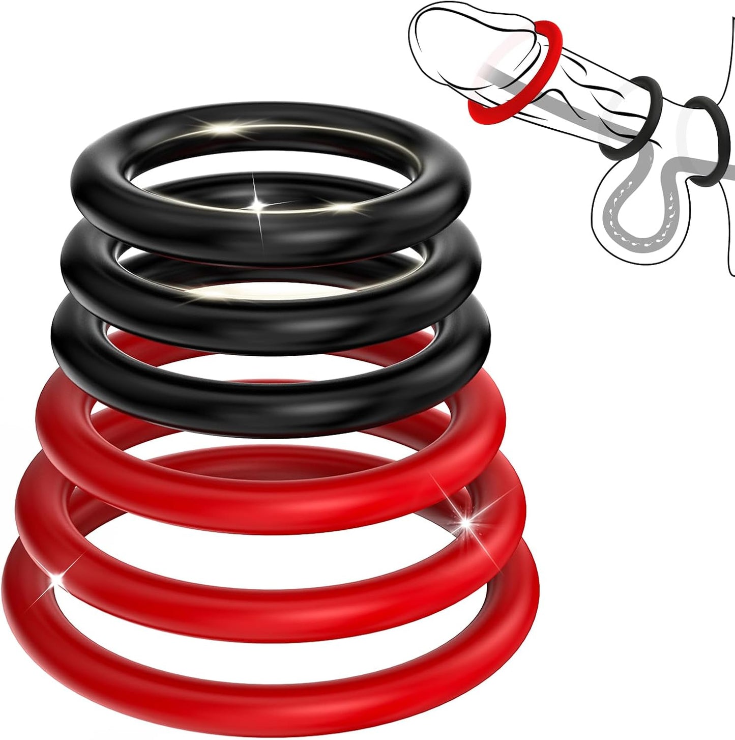 6 Pcs Silicone Cook Ring Penis Trainer Adult Toys