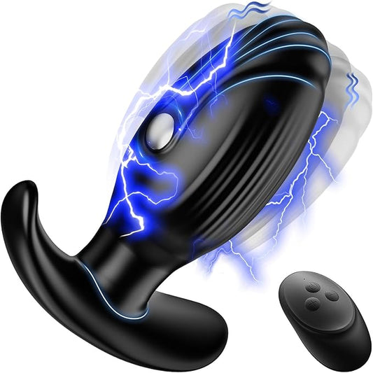 E-stim Anal Plug Prostate Massager with 10 Vibrations 3 Pulsed Electric Shock Modes