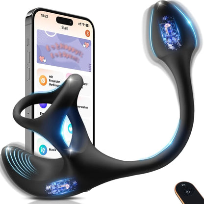 4 IN 1 Penis Vibrator Cock Ring Prostate Massagers Anal Toys with 9 Vibration Modes