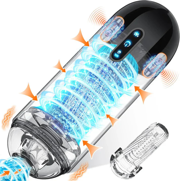 3 IN 1 Automatic Male Masturbator Stroker with 10 Vibrating & 5 Sucking Modes