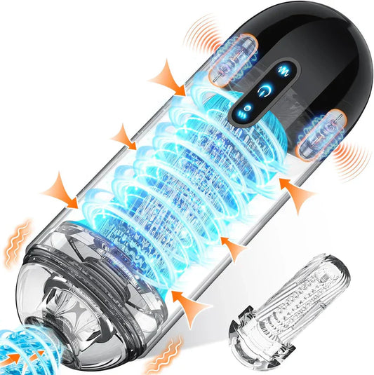 3 IN 1 Automatic Male Masturbator Stroker with 10 Vibrating & 5 Sucking Modes
