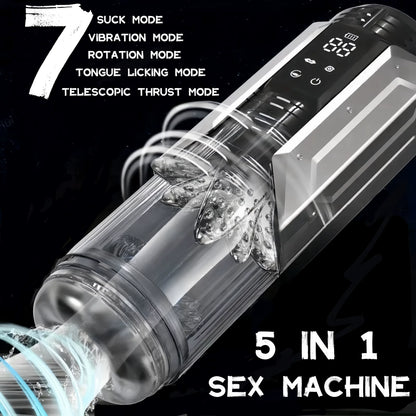 Automatic Masturbator Penis Pump Blowjob with 7 Sucking& Vibrating& Thrusting& Rotating Modes