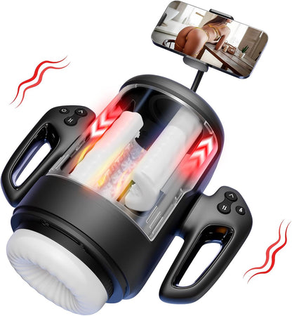 Automatic Masturbator Stroker Sex Machine with 10 Vibrating & 6 Rubbing Patterns & 2 Heating Levels