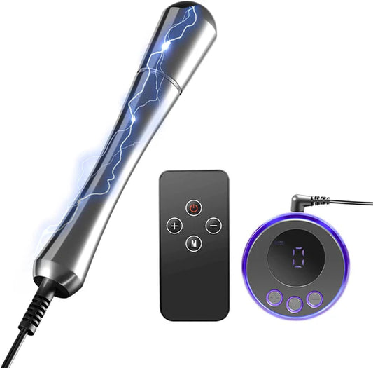 Metal Electric Shock Butt Plug Anal Toy with 9 Modes and 15 Levels of Intensity