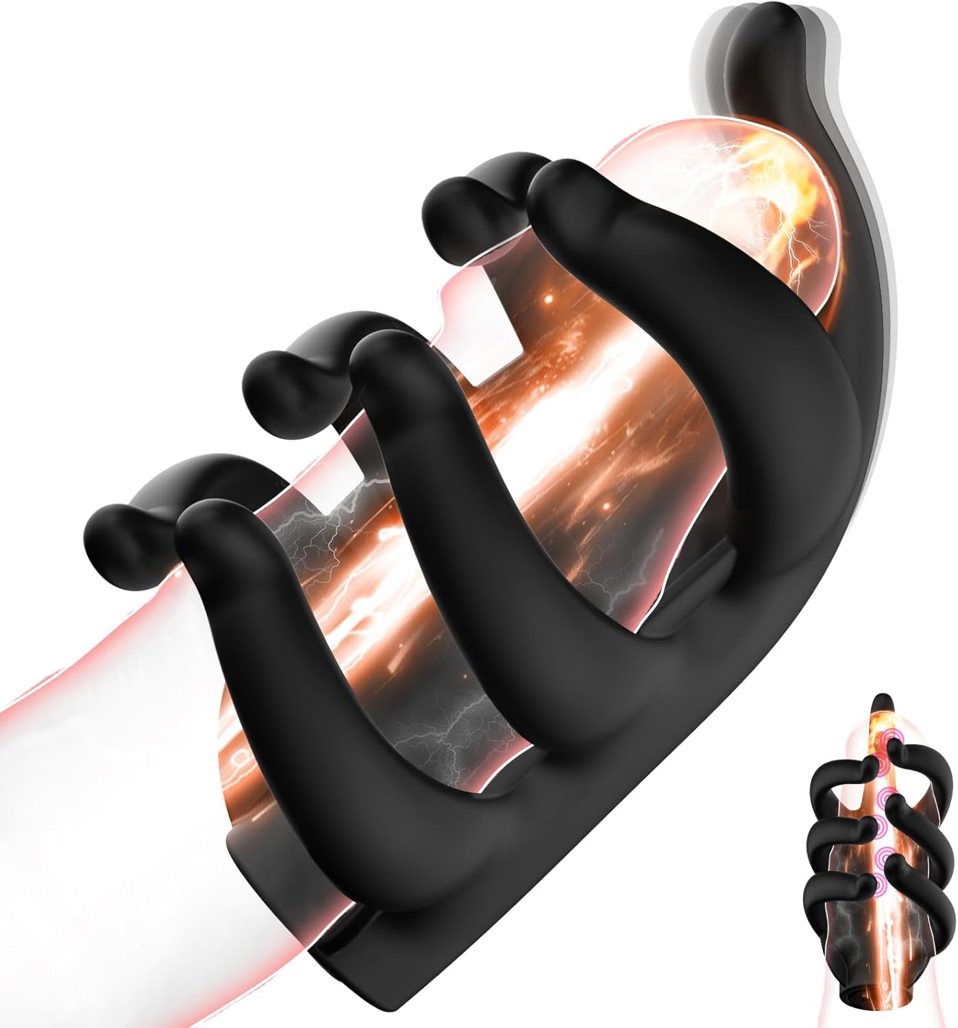 Finger-Like Penis Trainer Glans Vibrator Stimulator with 10 Vibrating Modes