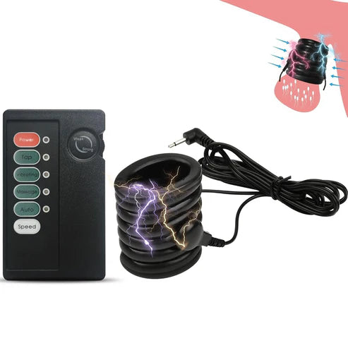 E-stim Testicle Crusher Penis Ring Chastity Ball Restraint with 4 Electric Shock Modes