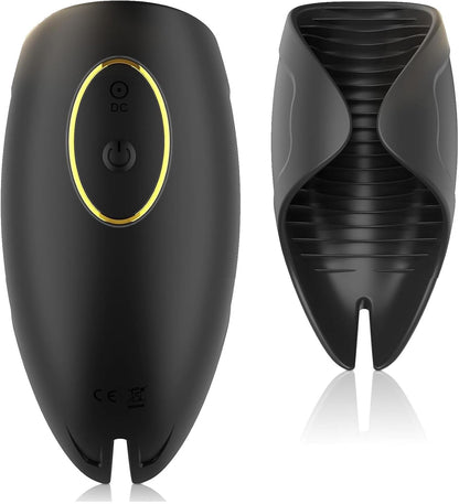 2 IN 1 Rib Tunnel Penis Trainer Vibrator Masturbator with 10 Vibration Levels