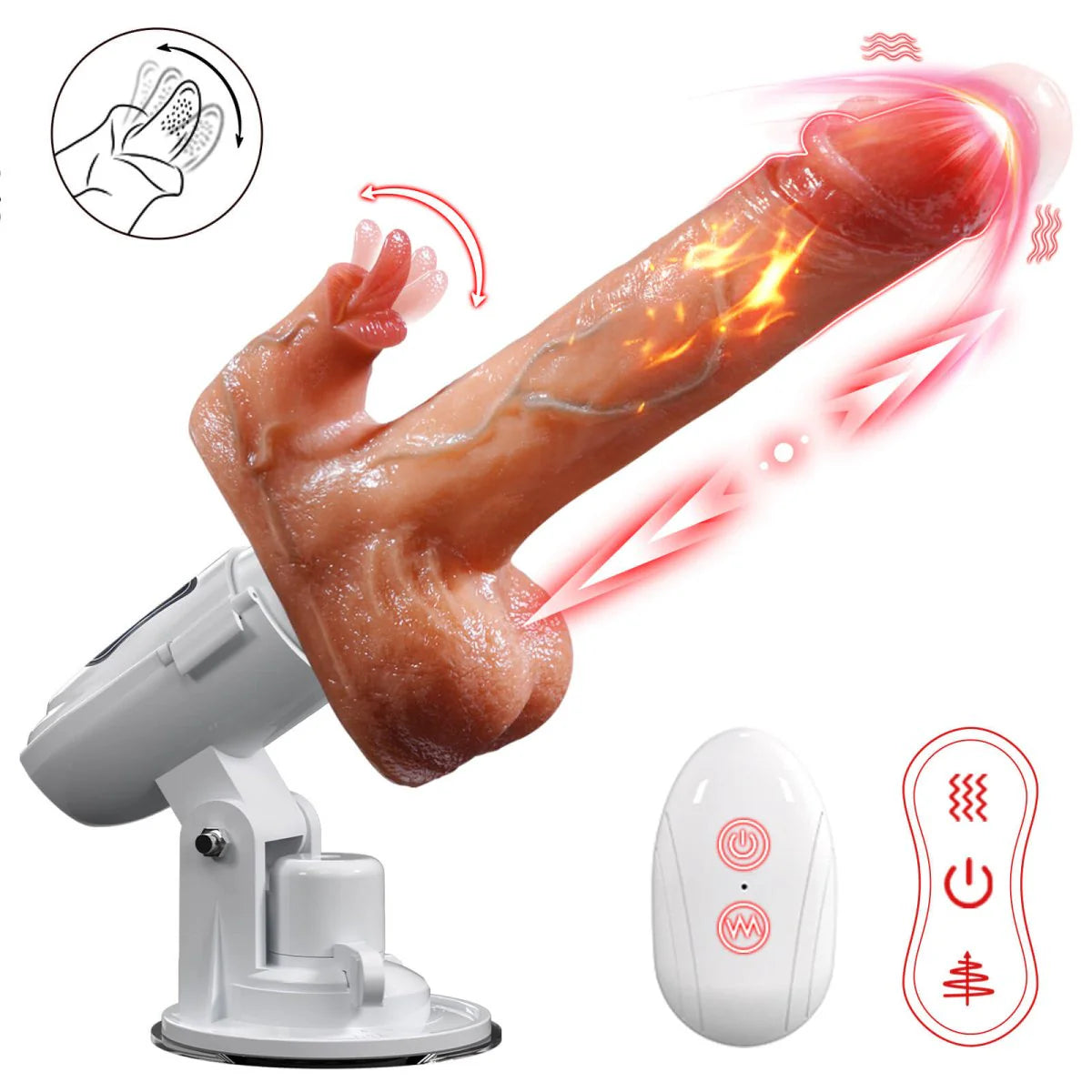 5 in 1 Realistic Smart Heating Dildo with 8 Vibrations & Thrusting Modes