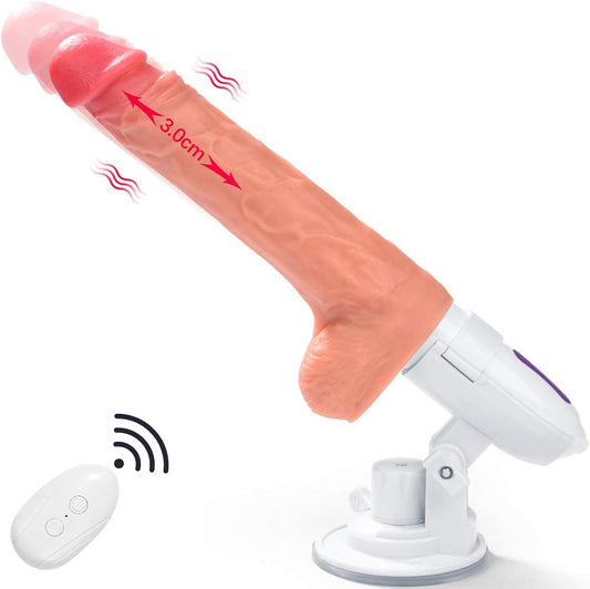 Hands Free Realistic Dildo Sex Machine with 8 Thrusting &Vibrating Modes