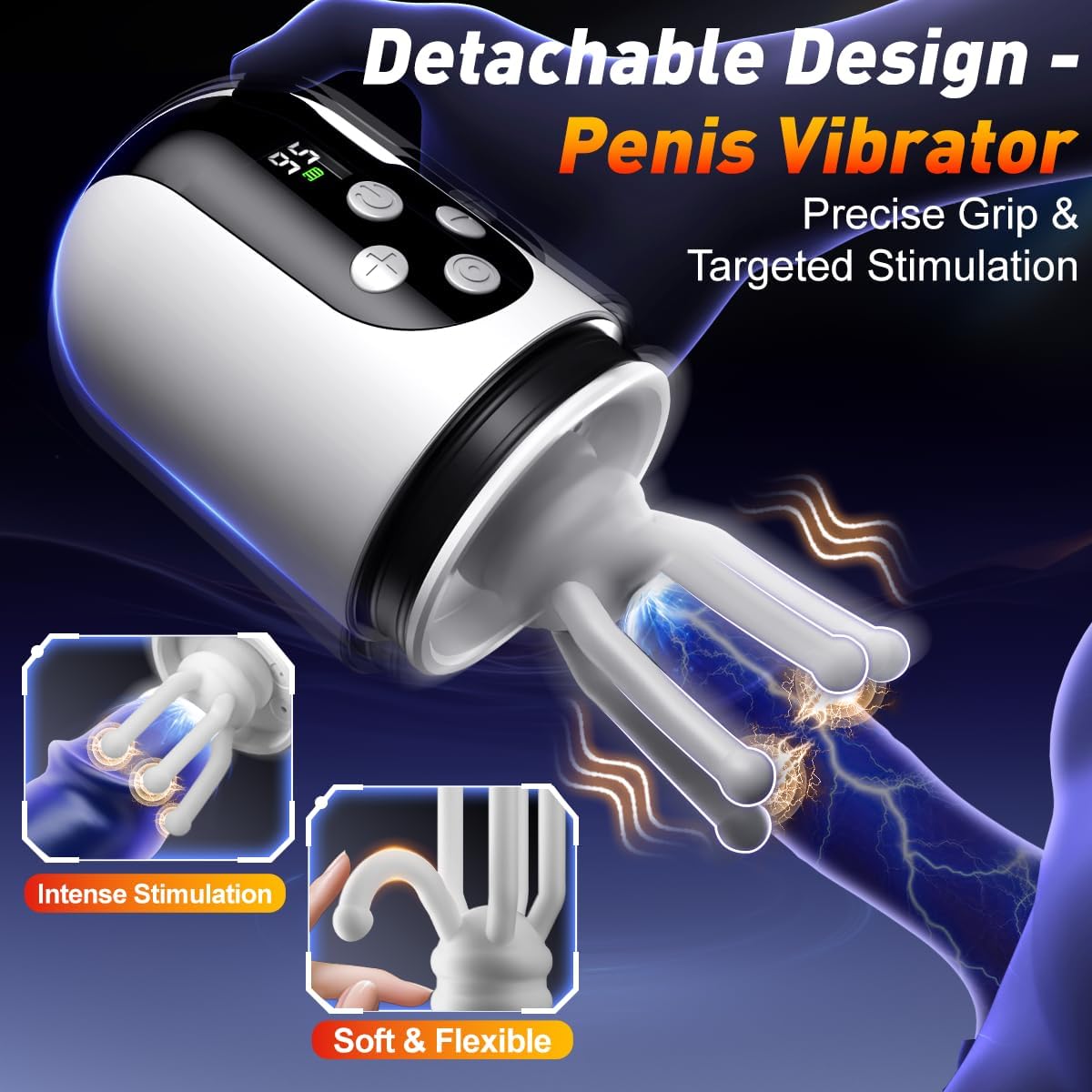 3 IN 1 Dick Enlarger Penis Pump Masturbator Glans Trainer with 5 Suction & 9 Vibration