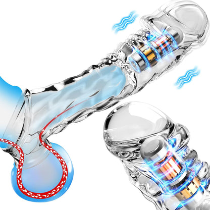 3.6 inch Clear Penis Sleeve Cock Vibrator with 10 Vibrating Modes