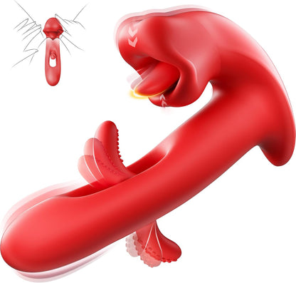 Rose G Spot Vibrator with 7 Kissing Patterns 7 Vibration Intensities & 10 Flapping Modes