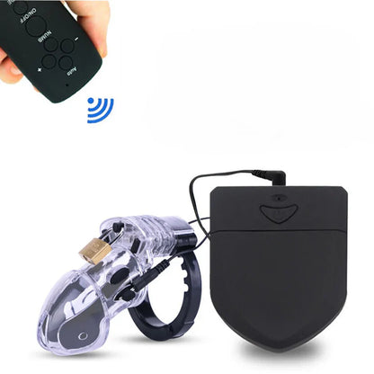 E-stim Erection Cock Penis Cage Chastity with Stimulation Function