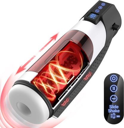 Masturbateur masculin automatique Stroker 3D avec écran LCD avec 10 vibrations et 8 poussées 