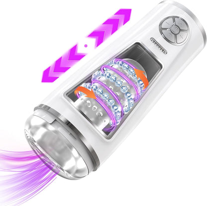3 Adjustable Beaded Stroking Automatic Masturbator with 7 Modes & 3 Speeds