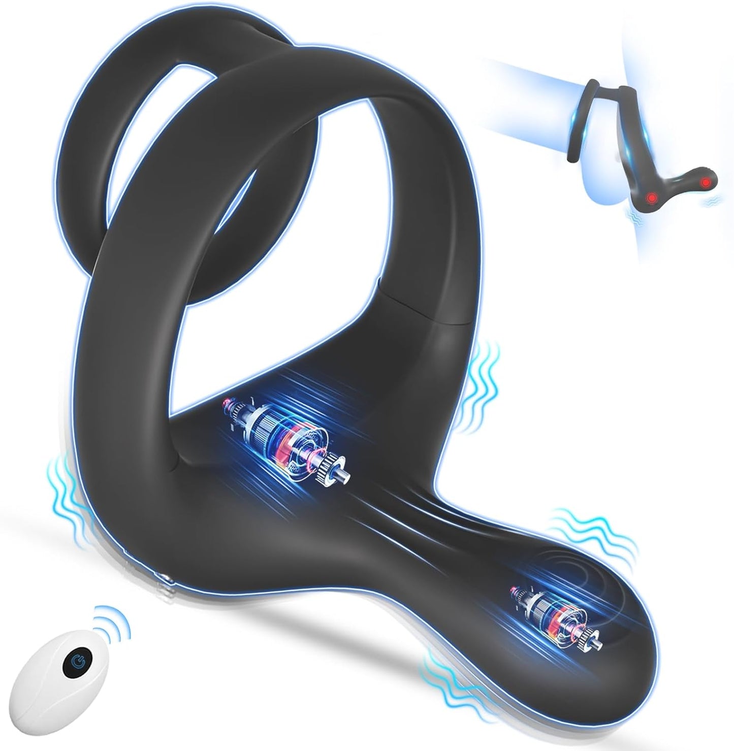 9 Vibrations Penis Cock Ring with Ball Stimulator & Taint Stimulator