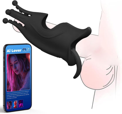 Tongue Licking Electric Penis Trainer Vibrator Glans Stimulator with 9 Vibration Modes