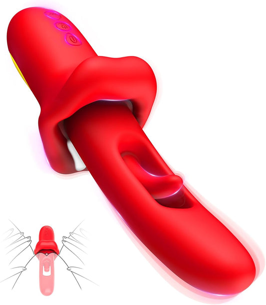 G Spot Vibrator Tongue Rose Sex Toy with 7 Flapping & 10 Vibration Modes