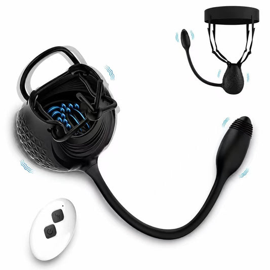 360° Wrapping Testicle Vibrator Penis Trainer Prostate Massager with 10 Vibration Modes