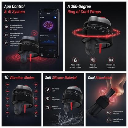 AI Control Penis Vibrator Glans Trainer  Urethral Sounds Dilators with 10 Vibration Modes
