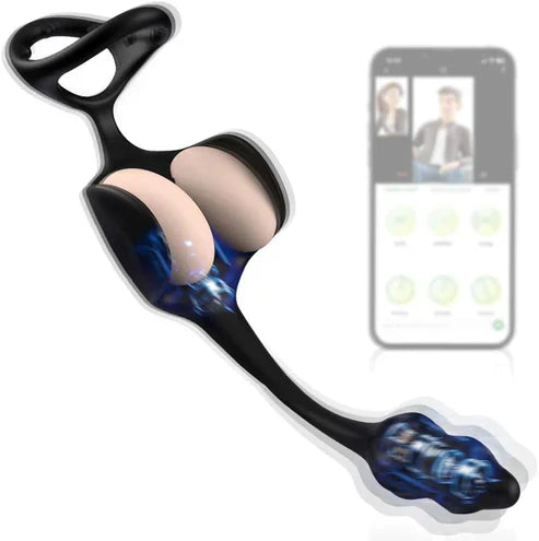 3 in 1 Anal Testicle Vibrator Penis Ring Prostate Stimulator Massager with 9 Vibration Modes