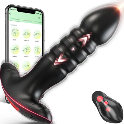 APP-controlled Prostate Massager Anal Plug Stimulator with 7 Thrusting & Vibrating Modes
