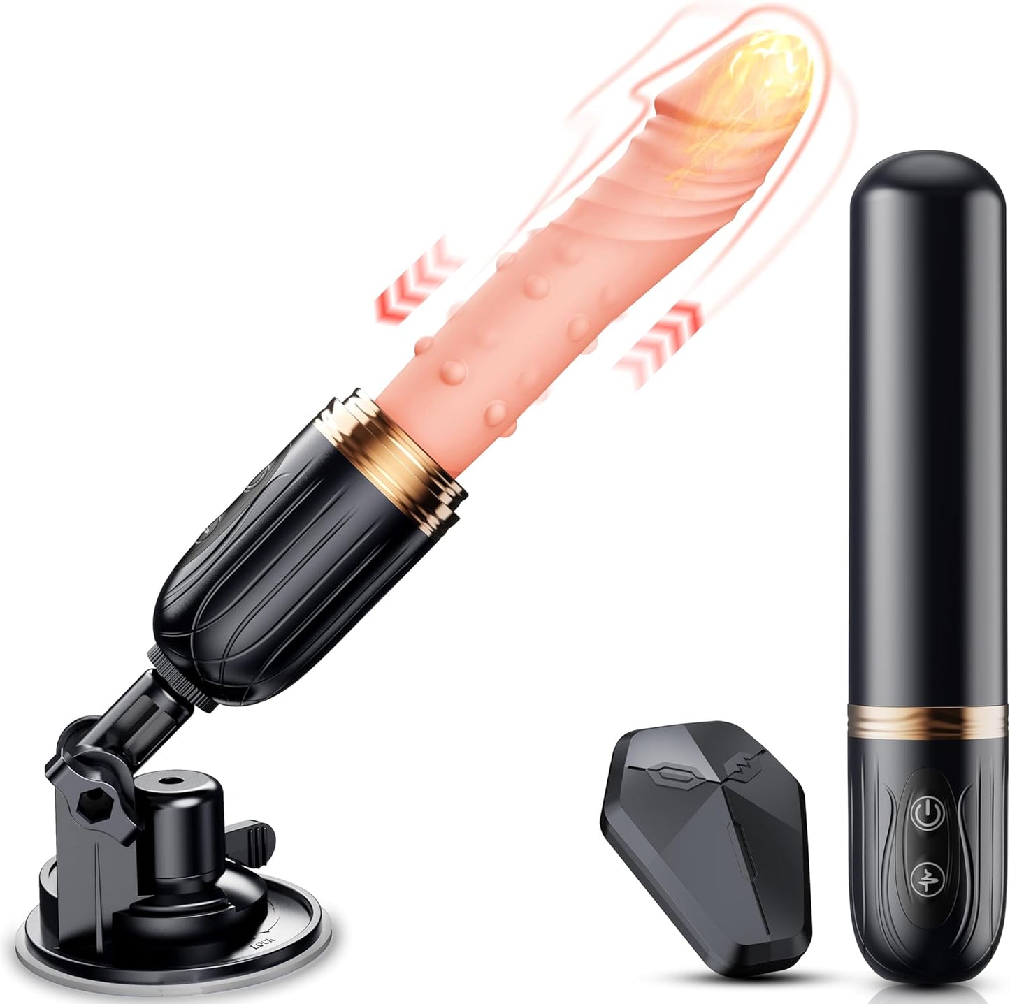 2 IN 1 Realistic Dildo Sex Machine Vibrator with 10 Vibrating & 10 Thrusting Modes