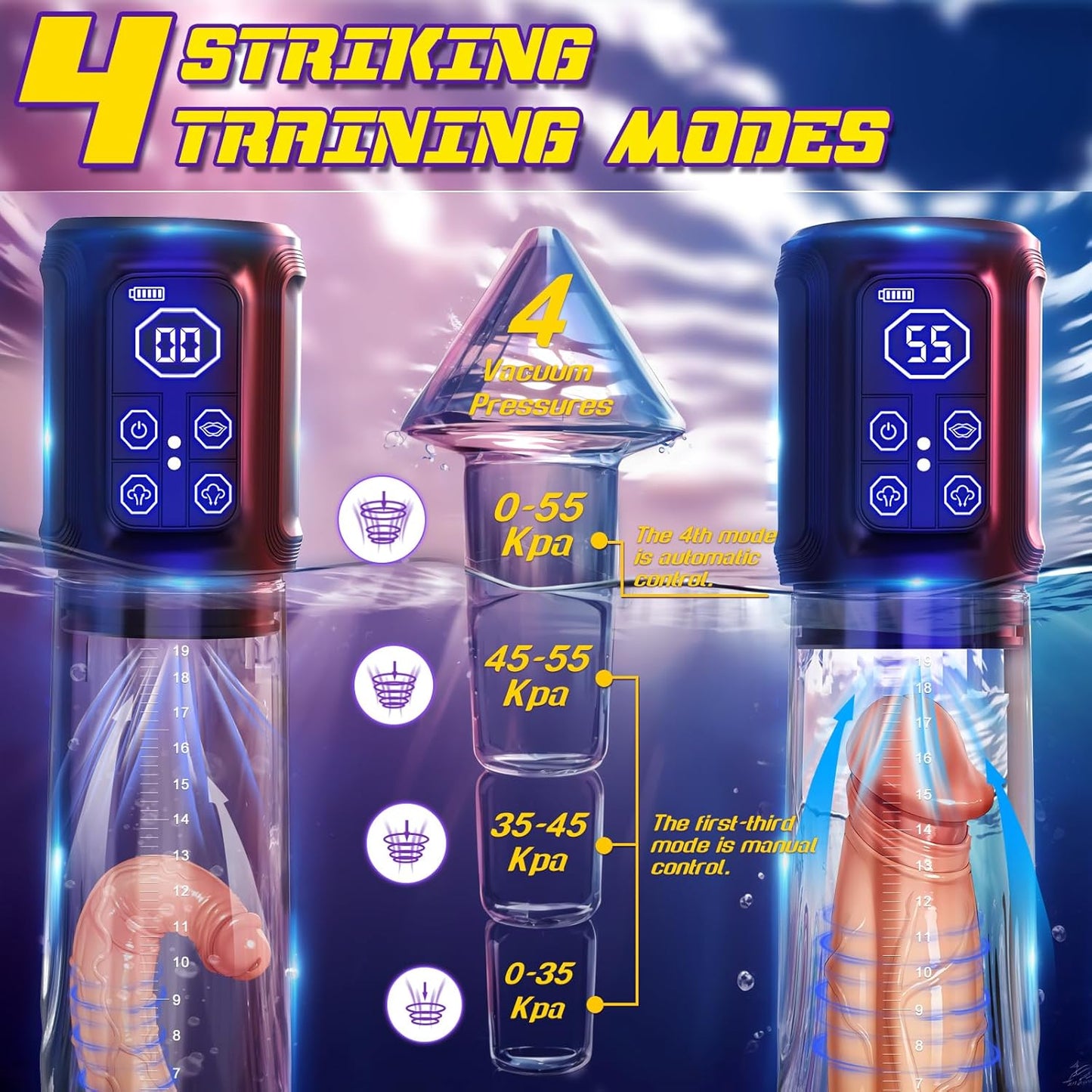 4*3 Suction Pressure Modes Electric Vacuum Pump Penis Pump Masturbator