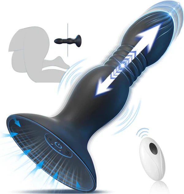 Upgraded Motor Anal Plug Prostate Massager Butt Plug with 10 Vibrating & Thrusting