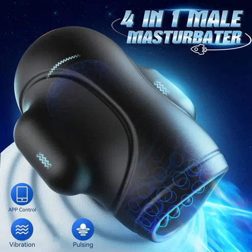 4 IN 1 Electric Masturbator Penis Trainer Vibrator with 10 Vibrating Modes & 3 Motors