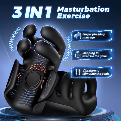 Electric Penis Trainer Glans Vibrator with 10 Finger Massage & Tapping & Vibrating