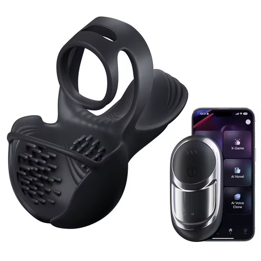 360° Testicle Full Coverage Stimulator Penis Trainer Cock Ring with 9 Vibrating & Heating