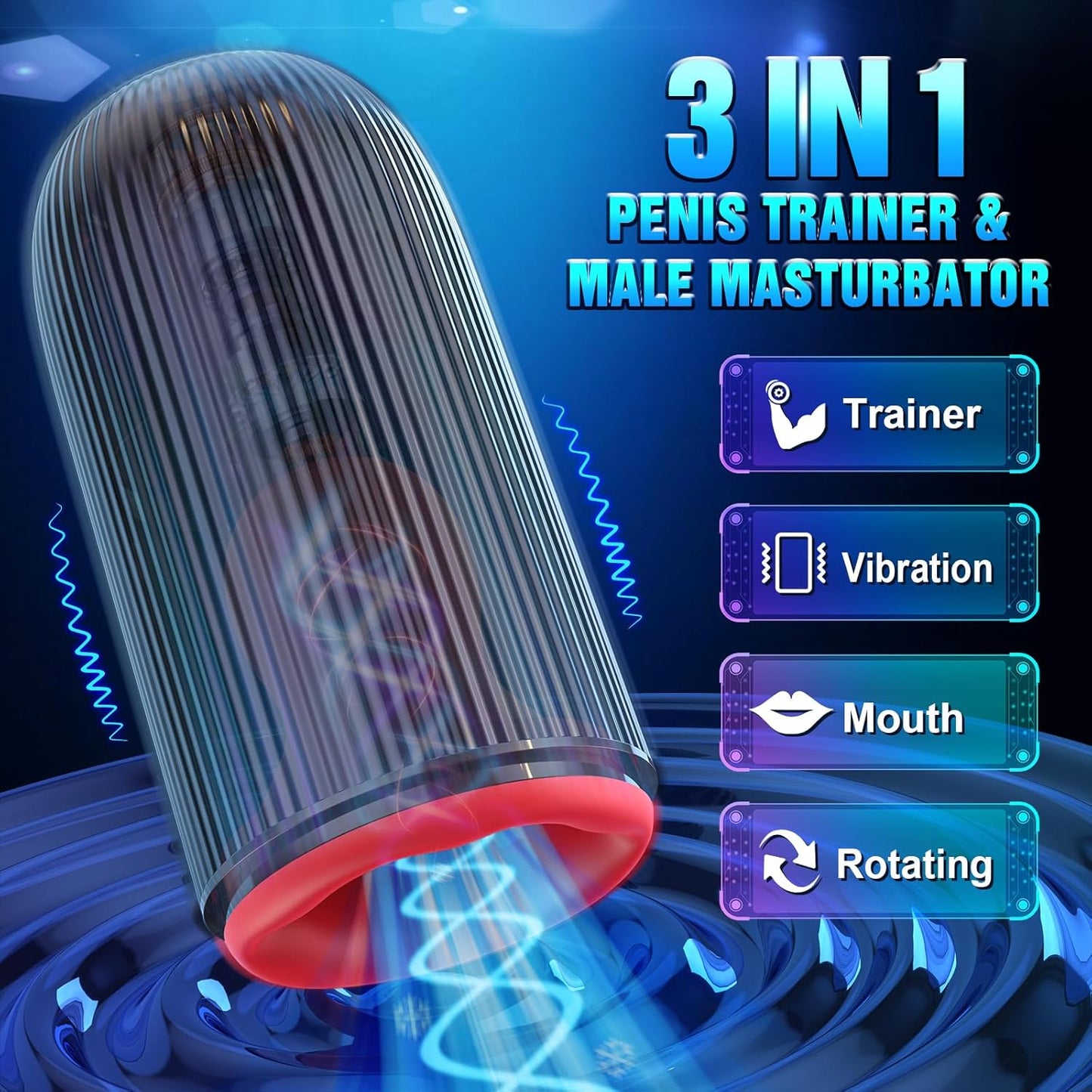 3 IN 1 Automatic Masturbator Penis Vibrator with 10 Vibrating & 3 Rotating Modes