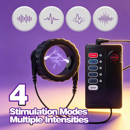 Electric Shock Chastity Devices Testicle Trainer Vibrator with Multiple Shock Modes