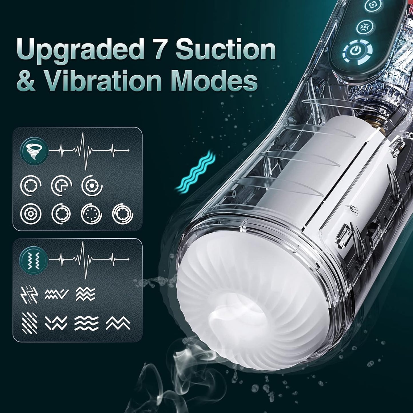 Automatic Masturbator Stroker Blowjob with 7 Vibrating & 7 Sucking & Heating Modes