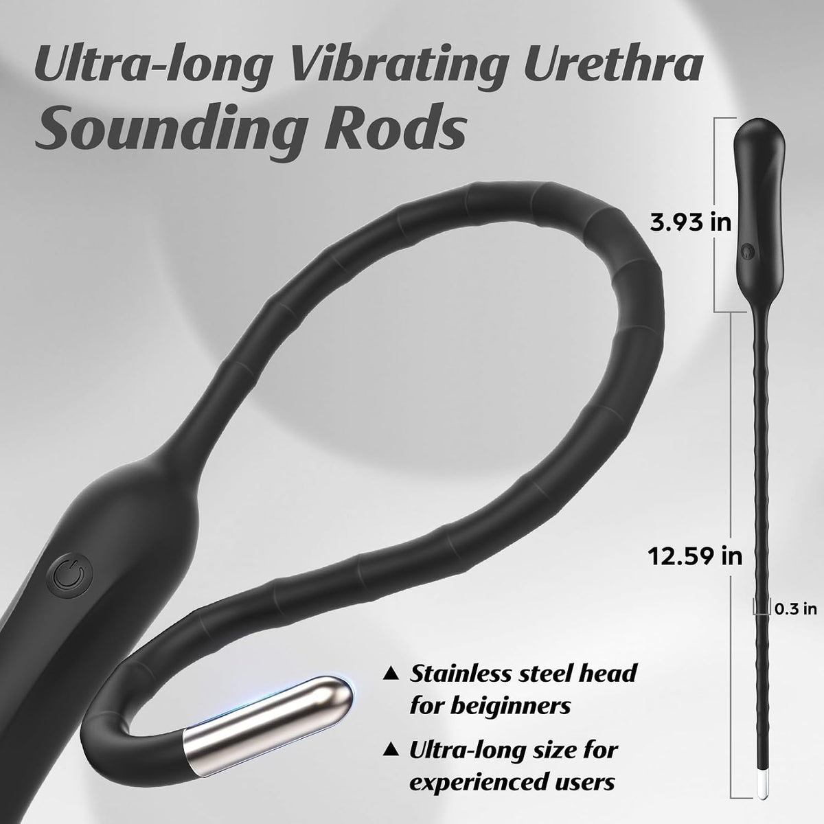 Sounding Rods Urethra Vibrator Penis Vibrator Plug Prostate Massager with 10 Vibration Modes