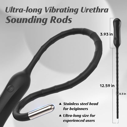 Sounding Rods Urethra Vibrator Penis Vibrator Plug Prostate Massager with 10 Vibration Modes
